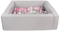 Suche baseny - Kwadratowy suchy basen z ekoskóry z 200 piłeczkami (szary/biały, transparentny, pudrowy róż, szary) - miniaturka - grafika 1
