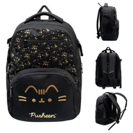 Plecaki szkolne i tornistry - Plecak szkolny, Pusheen, dwukomorowy, czarny, złoty kot - miniaturka - grafika 1