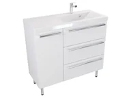 Szafki łazienkowe - Szafka Stojąca Z Umywalką ATH 90 cm D Prawa - Biały Mat - Uchwyty Chromowane - miniaturka - grafika 1