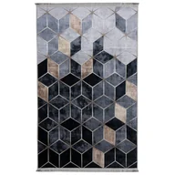 Dywany - Dywan z frędzlami Arno geometryczny czarno-szary 160 x 230 cm - miniaturka - grafika 1