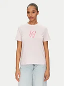 Koszulki i topy damskie - Pieces T-Shirt Skylar 17155376 Różowy Regular Fit - miniaturka - grafika 1
