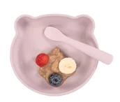 Miseczki i talerzyki dla dzieci - Bo Jungle talerz silikonowy z przyssawką Bear Pastel Pink - miniaturka - grafika 1