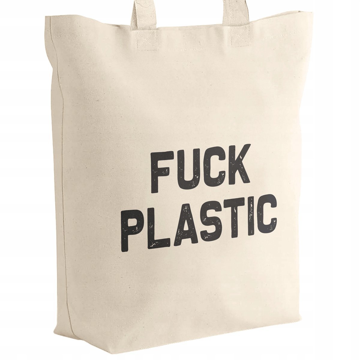 Torba bawełniana z dnem na zakupy EKO Ekologia Środowisko FUCK PLASTIC