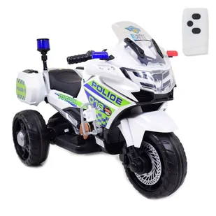 Szybki Motor Policyjny Z Kogutem Biały, Miękkie Koła, Dźwięki, Dwa Silniki, Pilot/nt5188 - Pojazdy elektryczne dla dzieci - miniaturka - grafika 1