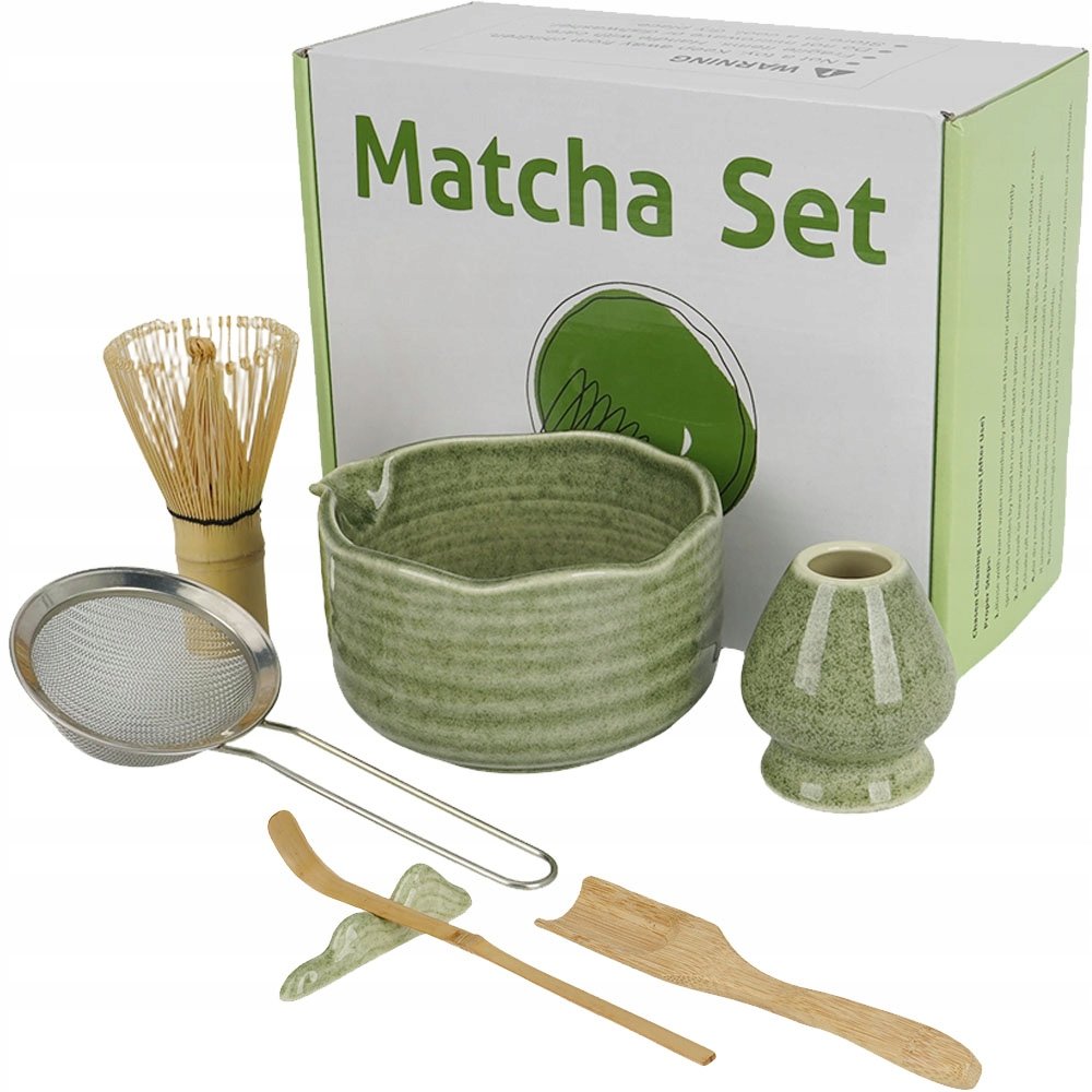 Ceramiczny Zestaw Parzenia Herbaty Matcha Z Sitkiem I Łyżeczkami Japoński
