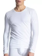 Koszulki męskie - CALIDA Męski T-shirt z długim rękawem z bawełny, biały, 46/48 PL - miniaturka - grafika 1