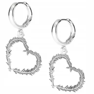 Kolczyki - Kolczyki srebrne Serce Pióro Serduszko 925 - miniaturka - grafika 1