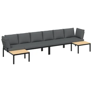vidaXL 4-częściowa sofa ogrodowa z poduszkami czarna aluminium - Sofy ogrodowe - miniaturka - grafika 1