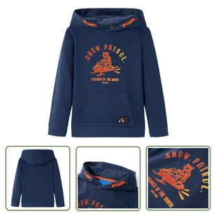 Bluza dziecięca z kapturem - granatowy melanż i pomarańcz - 104 - Bluza Dziewczęca - Bluzy dla dziewczynek - miniaturka - grafika 1