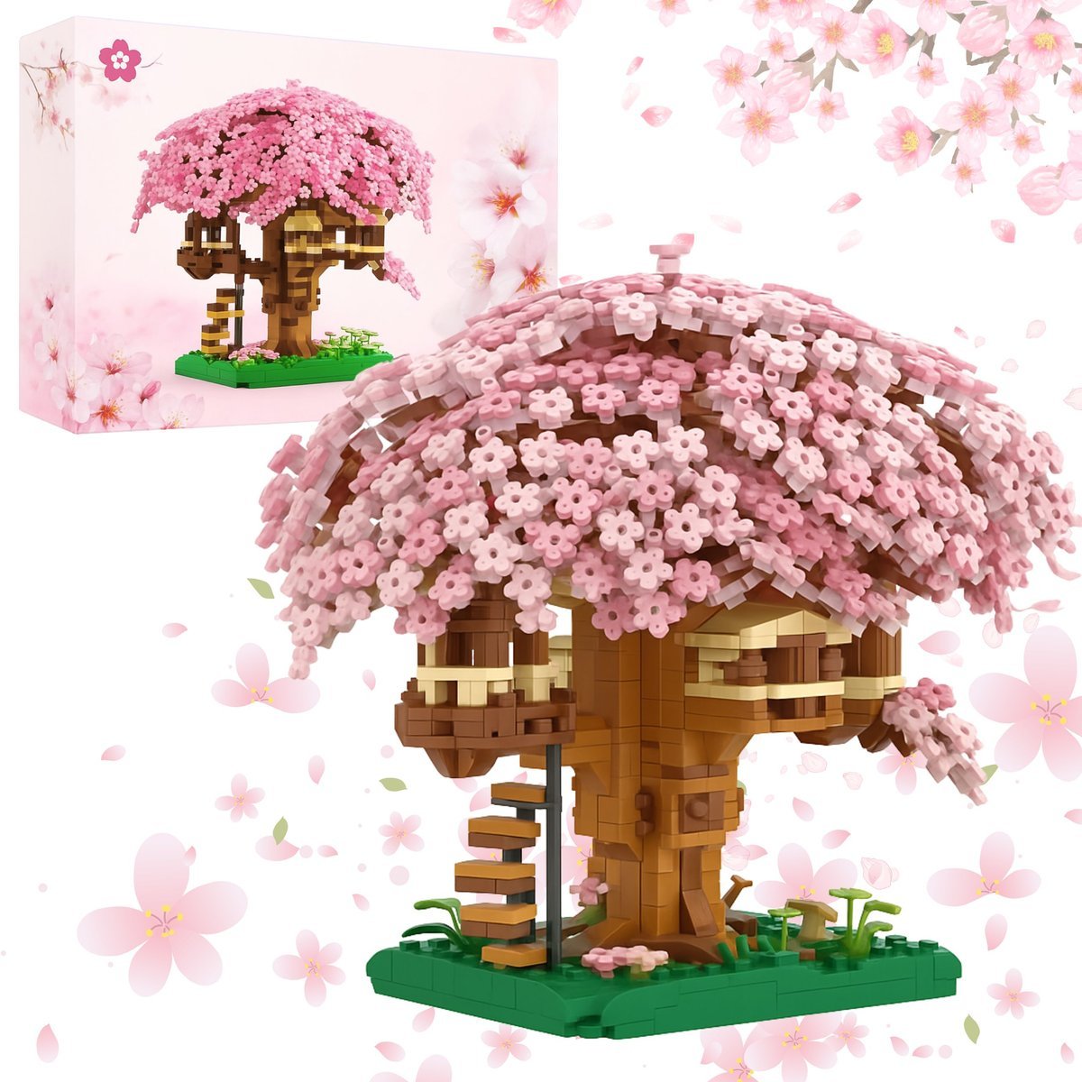 KLOCKI KONSTRUKCYJNE DRZEWKO BONSAI KWIAT WIŚNI DRZEWO PREZENT 1104El