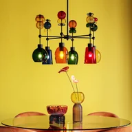 Lampy sufitowe - Lampa wisząca Kare Mazzo Sei, szkło multicolor, 6-punktowa - miniaturka - grafika 1