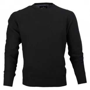 Sweter Bawełniany, Czarny, Drobny Tłoczony Wzór, Okrągły Dekolt, U-neck, Męski -Pako Jeans - Swetry męskie - miniaturka - grafika 1
