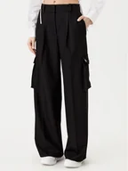 Spodnie damskie - HUGO Spodnie materiałowe Hubike 50530970 Czarny Wide Leg - miniaturka - grafika 1