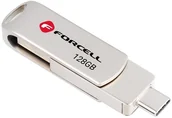 Pendrive - Pendrive 128GB USB 3.2 Gen 1 USB A / USB C Forcell F-Data Metal Duo srebrny - miniaturka - grafika 1