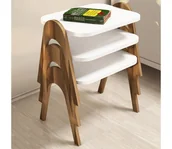 Ławy i stoliki kawowe - Stolik PARIS 42x48,6 cm brąz/biały - miniaturka - grafika 1