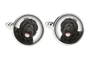 Czarny terier rosyjski, Russian Black Terrier - spinki do mankietów, ozdoba koszuli, zawieszka do koszuli marki Art-Dog - Spinki do mankietów i krawatów - miniaturka - grafika 1