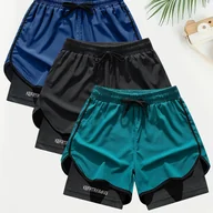 Spodenki męskie - TEMU Spodnie do Biegania dla Mężczyzn z Kieszeniami - Szybkoschnące, Elastyczny Pas ze Sznurowaniem, Spodenki Treningowe na Cały Rok (/Czarny/Szary), - miniaturka - grafika 1