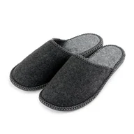 Kapcie damskie - Pantofle nowo męskie szare pełne ekologiczny filc r. 45 - miniaturka - grafika 1