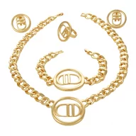 Zestawy biżuterii dla kobiet - Komplet pozłacany, literki D w kole, pancerka - miniaturka - grafika 1