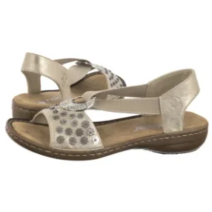 Sandały Platynowe 608B5-90 Metallic (RI260-a) Rieker - Sandały damskie - miniaturka - grafika 1