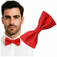 Krawaty i muchy męskie - Mucha męska prążkowana - czerwona - miniaturka - grafika 1