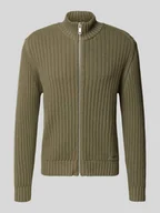 Swetry męskie - Kurtka z dzianiny o kroju regular fit z prążkowanej bawełny model ‘SRITON’ - miniaturka - grafika 1