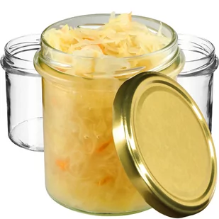 Szklane słoiki Avila 350ml 100 szt. 82mm + wieczka złote - Pojemniki kuchenne - miniaturka - grafika 1