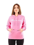 Bluzy damskie - Champion Damska bluza z kapturem Legacy American Classics Powerblend Terry Logo, różowy (Hot Pink), S - miniaturka - grafika 1