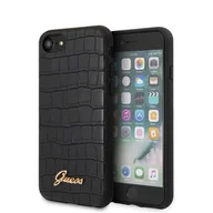 Etui i futerały do telefonów - Guess Croco Case - Etui iPhone SE 2020 / 8 / 7 Black - miniaturka - grafika 1