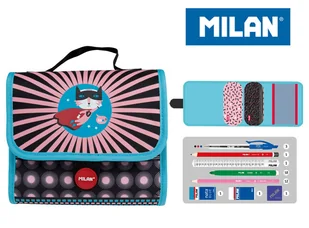 Duży piórnik z wyposażeniem dla dzieci, Milan, Super Heroes kot, czarny - Piórniki - miniaturka - grafika 1
