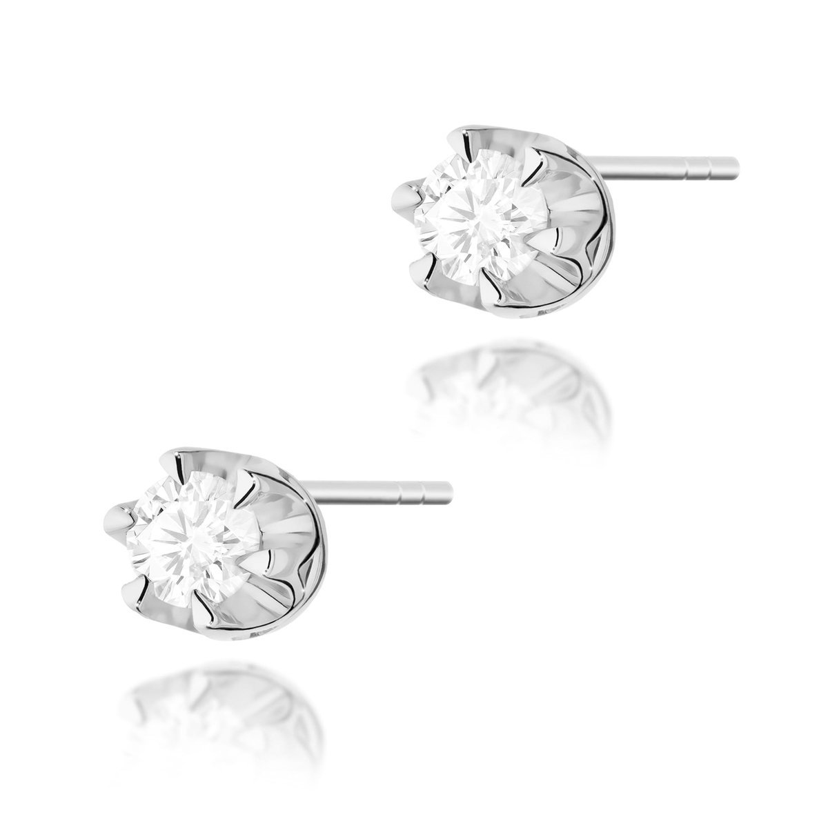 Złote kolczyki Diament 2 x 0,08ct białe złoto pr. 585