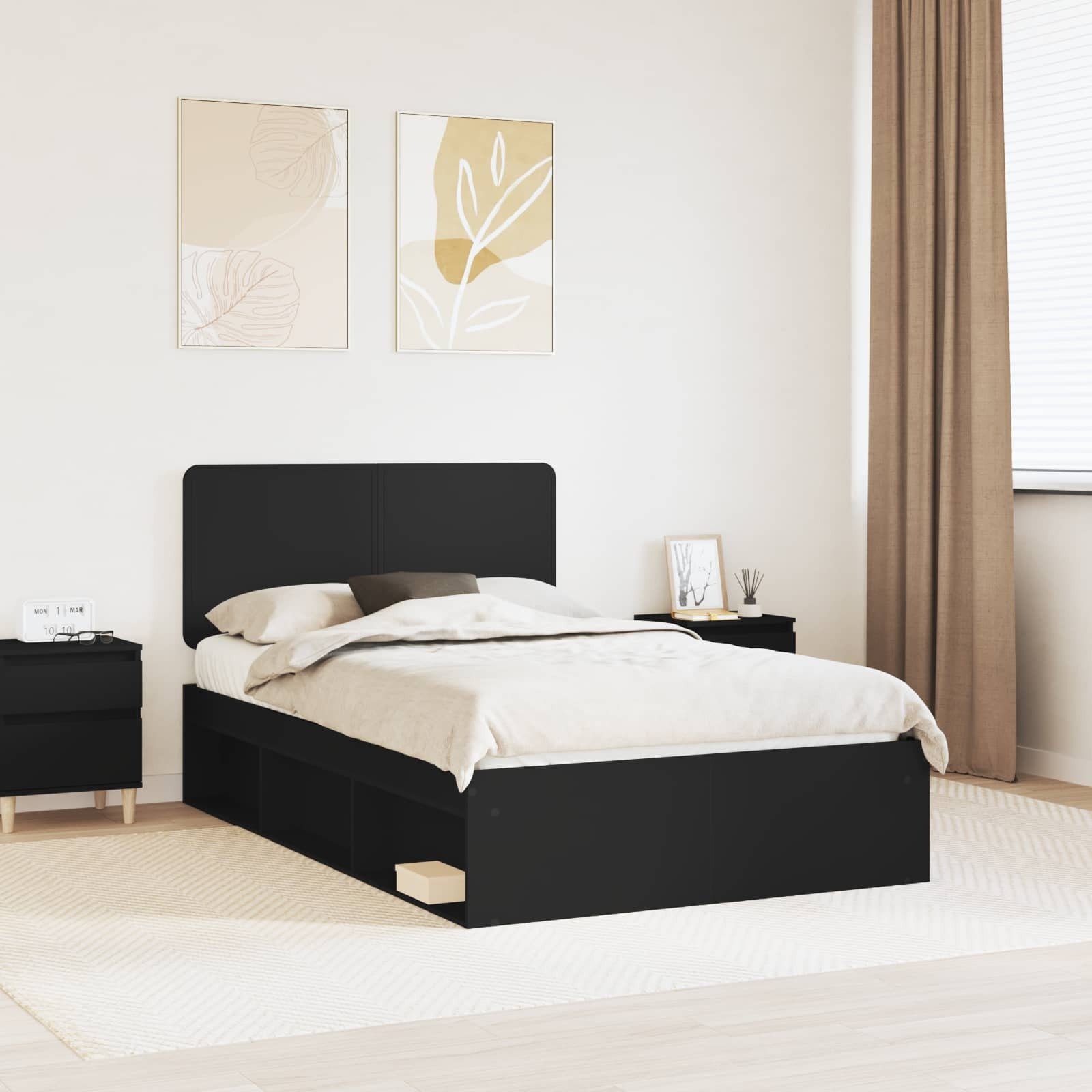 vidaXL Ramka łóżka Czarny 120 x 190 cm Lite drewno sosnowe