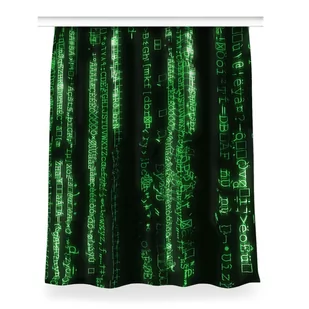 Gotowa zasłona z grafiką Zielone znaki 150x200 cm, Fabricsy - Zasłony - miniaturka - grafika 1