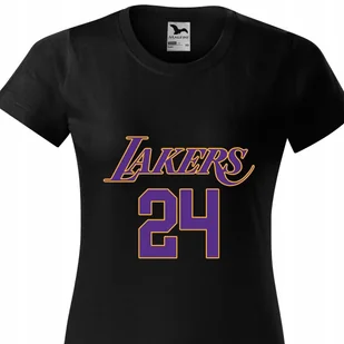 Koszulka Czarna Damska T-Shirt LAKERS 24 Koszykówka Sportowa Wzory - XXL - Koszulki i topy damskie - miniaturka - grafika 1
