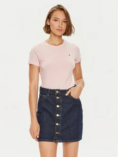Tommy Hilfiger T-Shirt 1985 WW0WW37857 Różowy Slim Fit - Koszulki i topy damskie - miniaturka - grafika 1