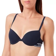 Biustonosze - Emporio Armani Underwear Iconic Logoband Push Up Bra, biustonosz damski, granatowy, 34B, morski, B - miniaturka - grafika 1