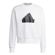 Bluzy męskie - adidas Męska bluza z długim rękawem M Fi Bos CRW, biały/czarny, IC3741, 2XL - miniaturka - grafika 1