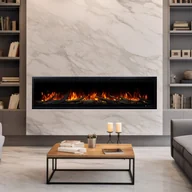 Kominki elektryczne - Kominek elektryczny AFLAMO Royal 3D 100 - ogień premium - na ścianę i do zabudowy - 100x48x22 cm - dekoracyjny kominek LED z grzaniem 750/1500 W - miniaturka - grafika 1