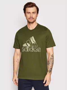 Koszulki męskie - Adidas T-Shirt M Art Bos HE4826 Zielony Regular Fit - grafika 1