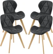 Krzesła - Krzesło do jadalni Älmhult zestaw 4 krzeseł bukowych 81x57 cm ze sztucznej skóry Krzesło do salonu Krzesło kuchenne Czarne - miniaturka - grafika 1