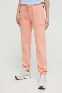 Spodnie damskie - Napapijri spodnie dresowe bawełniane kolor pomarańczowy gładkie - grafika 1