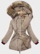 Kurtki damskie - ZIMOWA PARKA DAMSKA NA FUTERKU BEŻOWA (CAN-579BIG) - CANADA Mountain - miniaturka - grafika 1