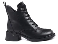 Botki damskie - Botki damskie na grubym obcasie skórzane ocieplane czarne D&A CR42-090-40 - miniaturka - grafika 1