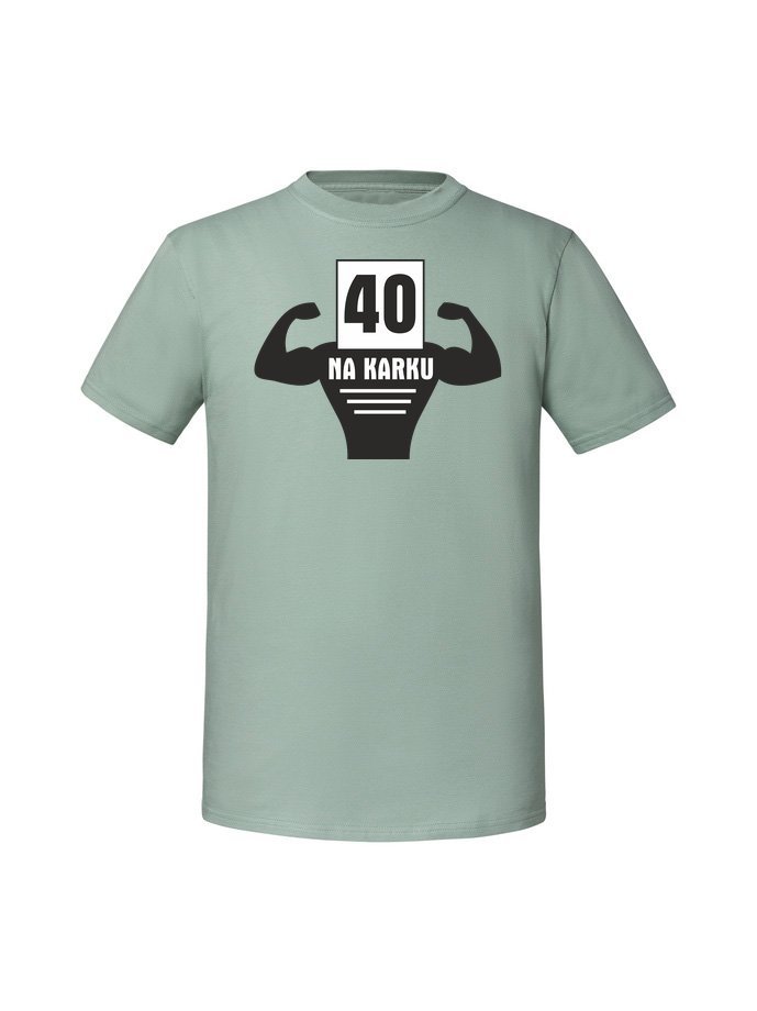 Męska koszulka z nadrukiem - 40 na karku Miętowy XXL