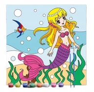 Zabawki kreatywne - OBRAZ OBRAZEK DO MALOWANIA DLA DZIECI 30X30 CM SYRENKA ZESTAW Z FARBAMI - miniaturka - grafika 1