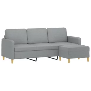 3-osobowa sofa z podnóżkiem, jasnoszara, 180 cm, tkaniną - Sofy i kanapy - miniaturka - grafika 3
