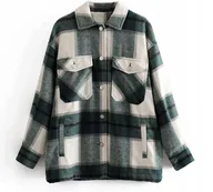 Koszule damskie - KOSZULA DAMSKA W KRATĘ M KURTKA ZIELONA FLANELOWA - miniaturka - grafika 1