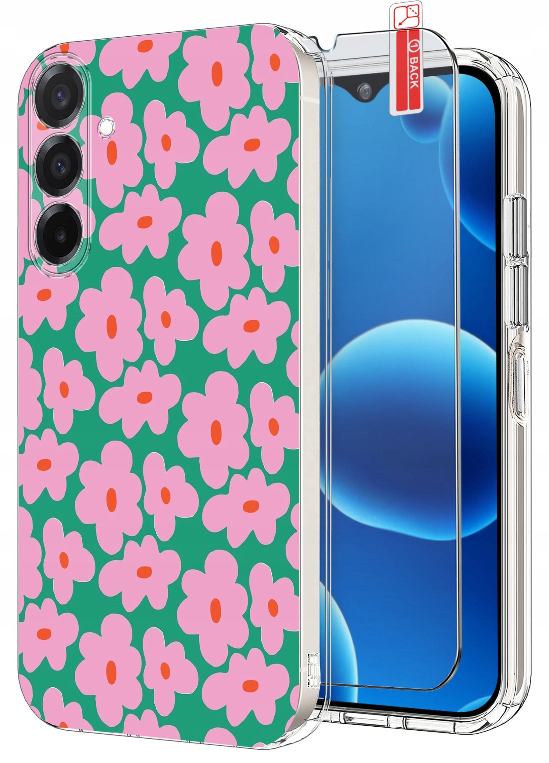ETUI do Samsung A26 5G WZORY WZMACNIANE CLEAR CASE + SZKŁO 9H