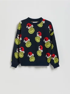 Reserved - Świąteczny sweter Grinch - granatowy - Bluzy dla chłopców - miniaturka - grafika 1