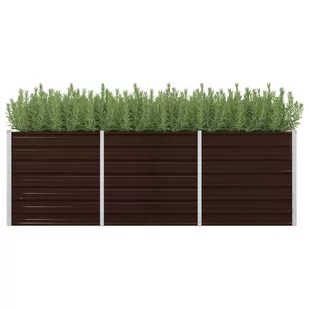 vidaXL Donica ogrodowa, brązowa, 240 x 80 x 77 cm, galwanizowana stal - Donice - miniaturka - grafika 1